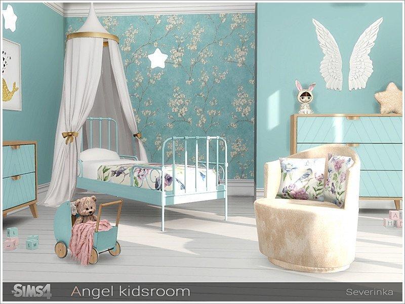 Одна комната ангел. Балдахин симс 4. Severinka SIMS 4 спальня для ребенка. Детская комната с ангелами. Спальня ангела.