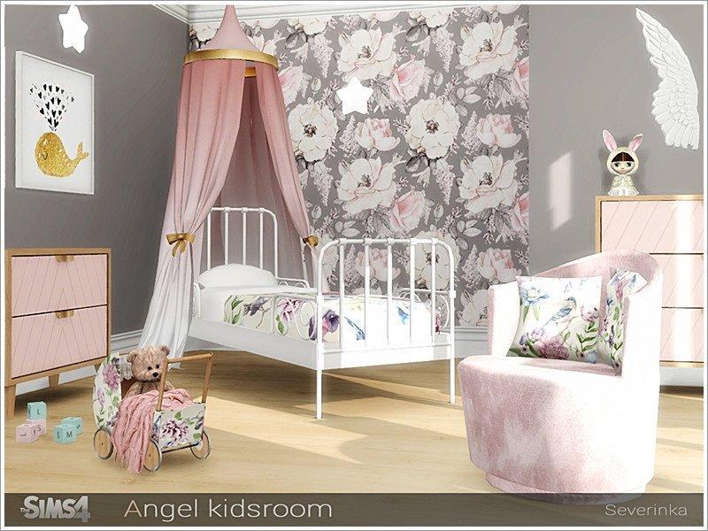 Одна комната ангел. Детская мебель Severinka симс 4. Evelina kidsroom. Severinka SIMS 4 спальня для ребенка. Детская комната с ангелами.
