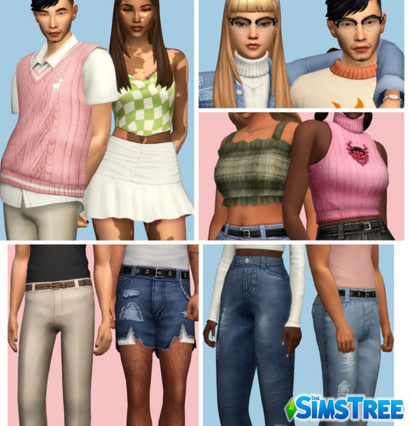 Большой набор молодежной моды от aharris для Sims 4