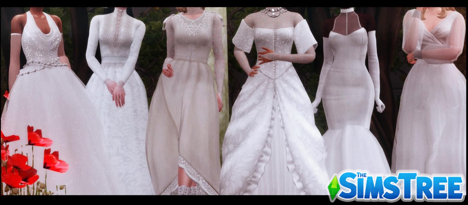 Большой набор Свадебных платьев от разных авторов для Sims 4