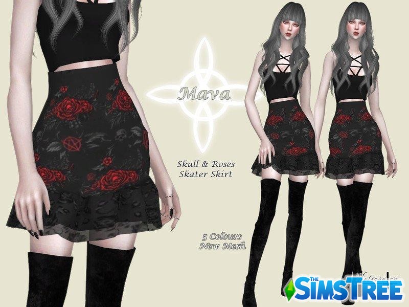 Черная готическая юбка от Helsoseira для Sims 4