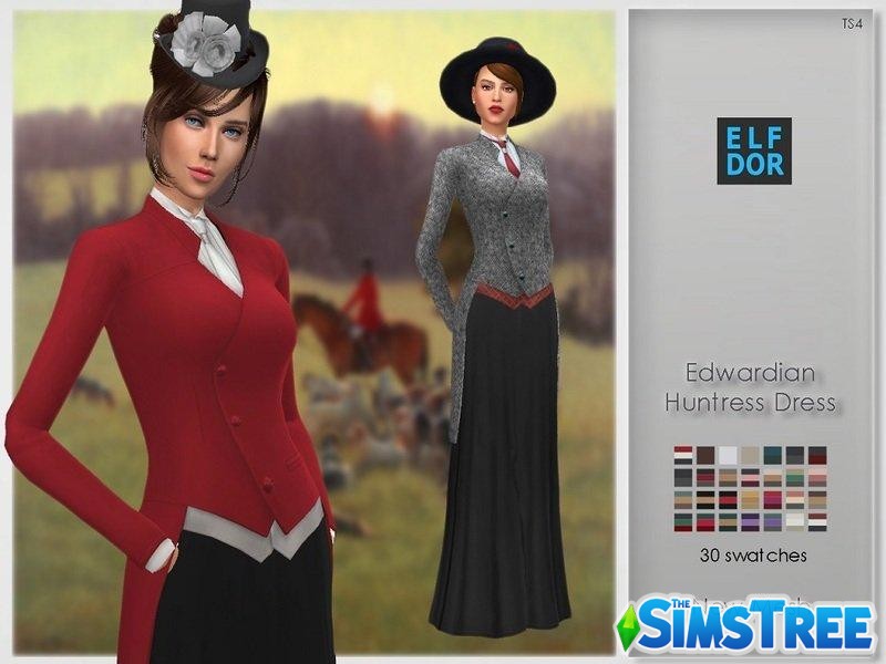 Эдвардианский охотничий костюм от Elfdor для Sims 4