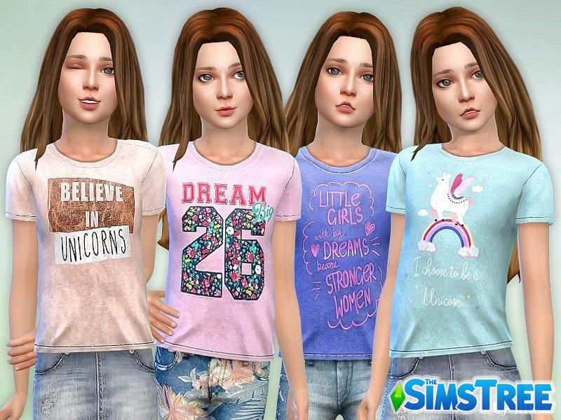 Футболка для девочки от lillka для Sims 4