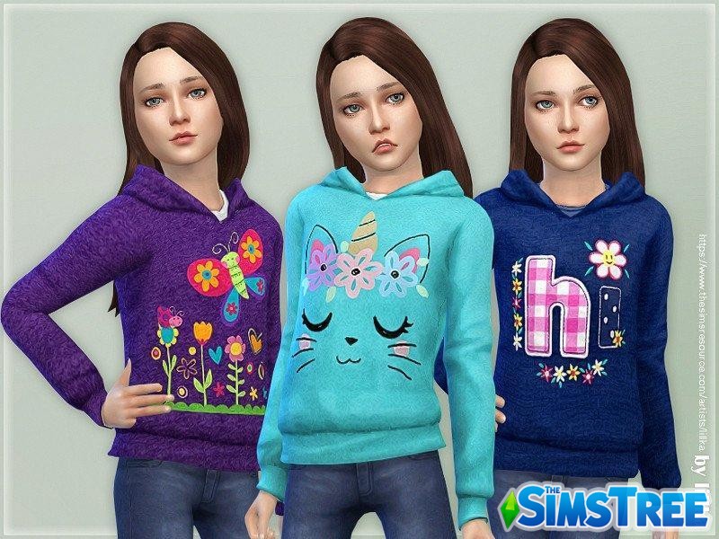Худи для девочек от lillka для Sims 4