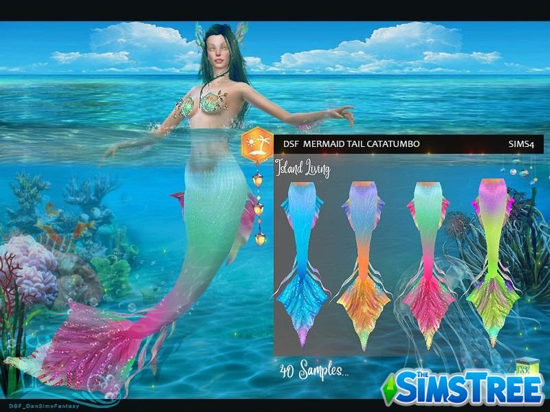 Хвост русалки «Клин» от DanSimsFantasy для Sims 4