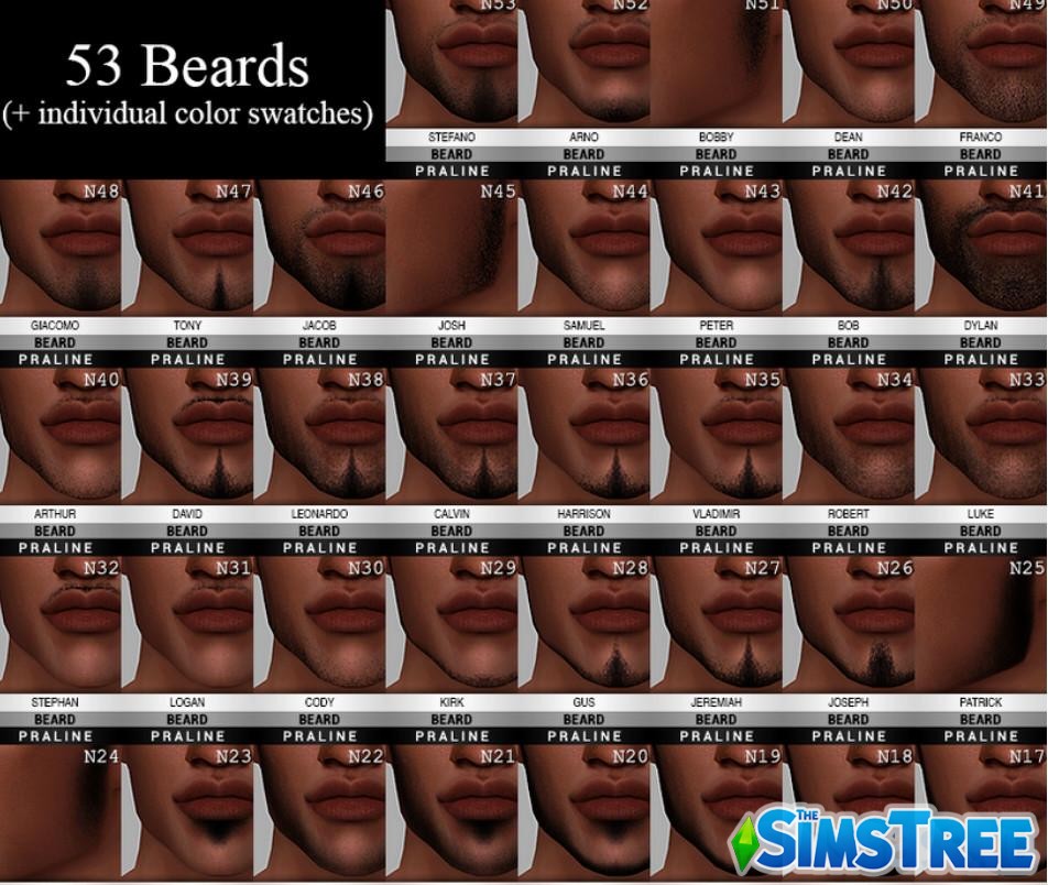 Коллекция бород и усов от Pralinesims для Sims 4