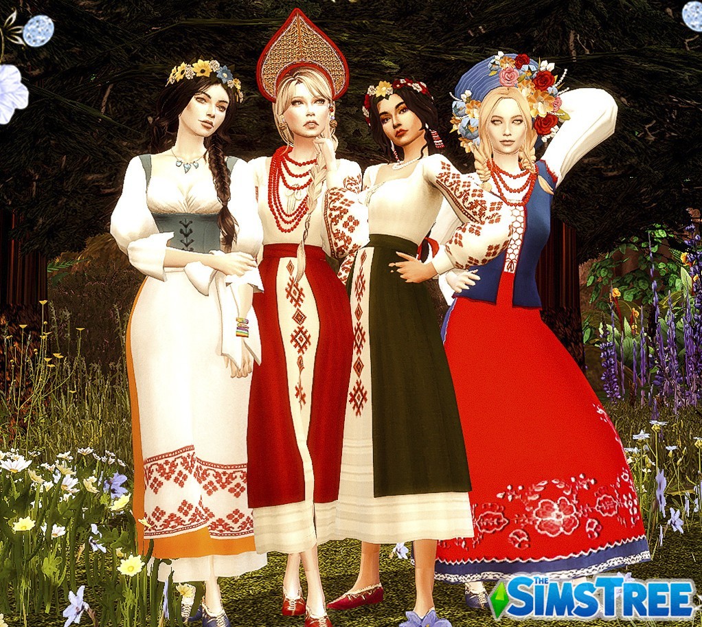 Коллекция славянских нарядов от missChipsa для Sims 4