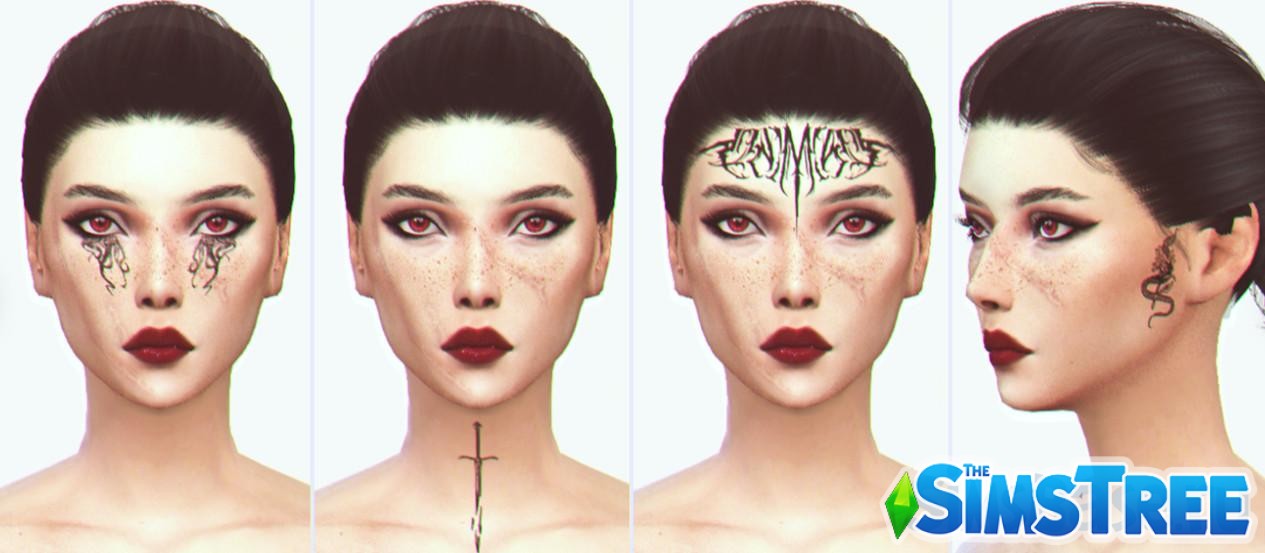 Набор татуировок для лица из Baldur’s Gate 3 от satterlly для Sims 4