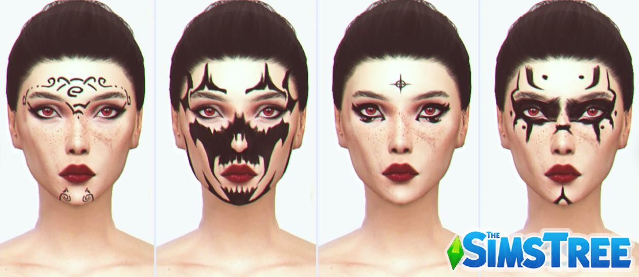 Набор татуировок для лица из Baldur’s Gate 3 от satterlly для Sims 4
