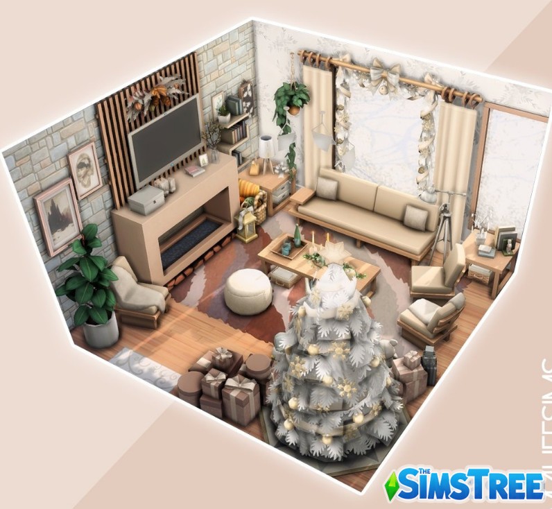 Набор тематических комнат Новый год от разных авторов для Sims 4