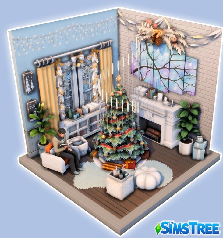 Набор тематических комнат Новый год от разных авторов для Sims 4