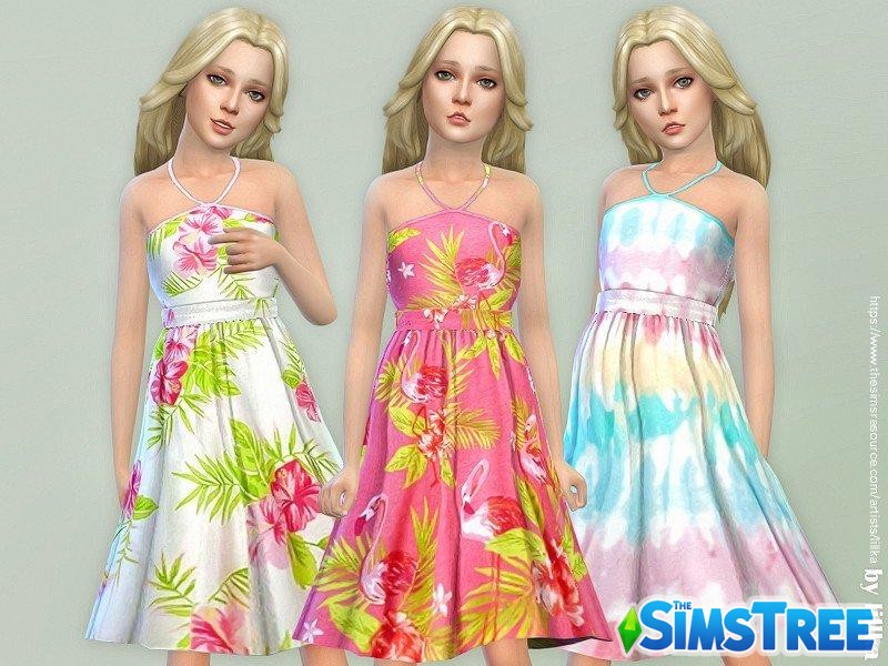 Сарафан с яркими принтами от lilka для Sims 4