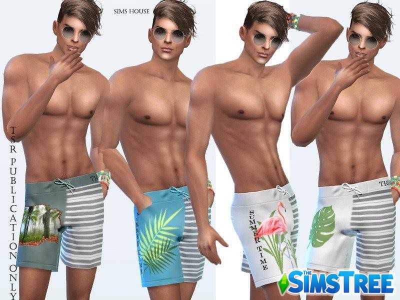 Шорты с тропическим принтом от Sims House для Sims 4