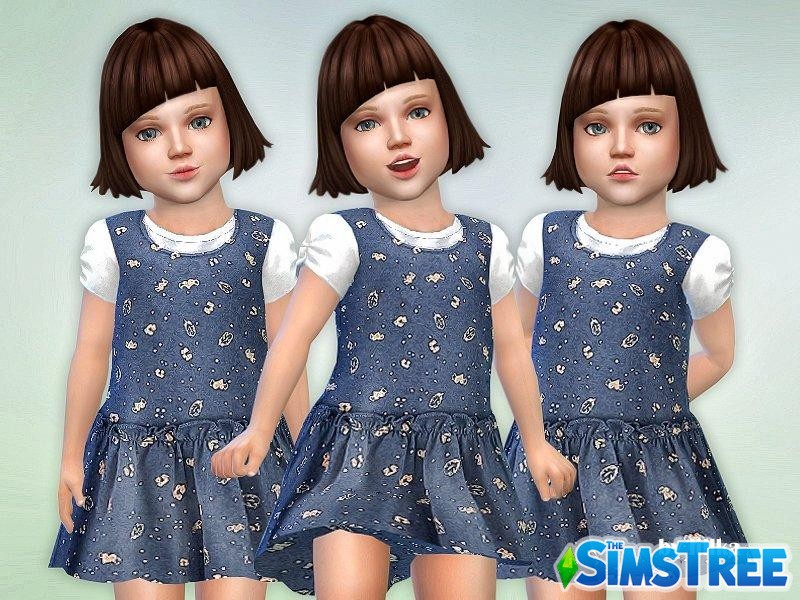 Синий сарафан для девочки от lillka для Sims 4