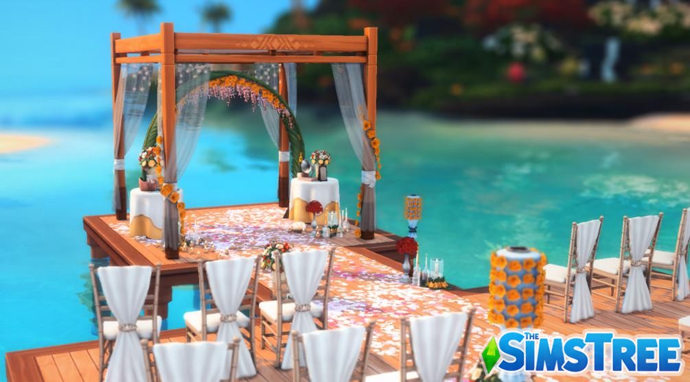Свадебная площадка и бар «Игристые пески» от moonlightowl-es для Sims 4