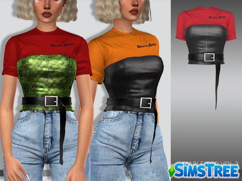 Топ с кожаным корсетом от belal1997 для Sims 4