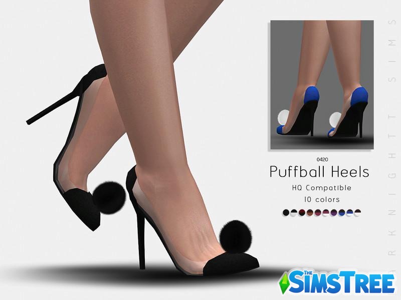 Туфли на каблуке с помпоном от DarkNighTt для Sims 4