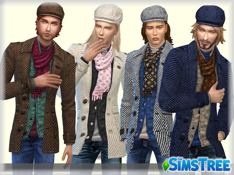 Твидовый пиджак и кепка от bukovka для Sims 4