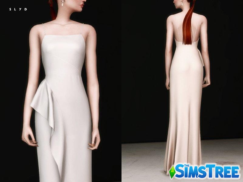 Атласное вечернее платье Natasha от SLYD для Sims 4