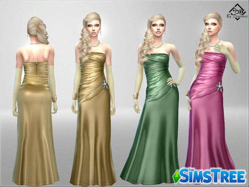 Атласное вечернее платье от Devirose для Sims 4