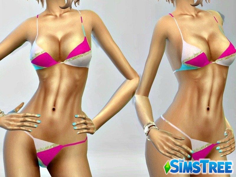 Бикини с геометрическим узором от sims4sisters для Sims 4