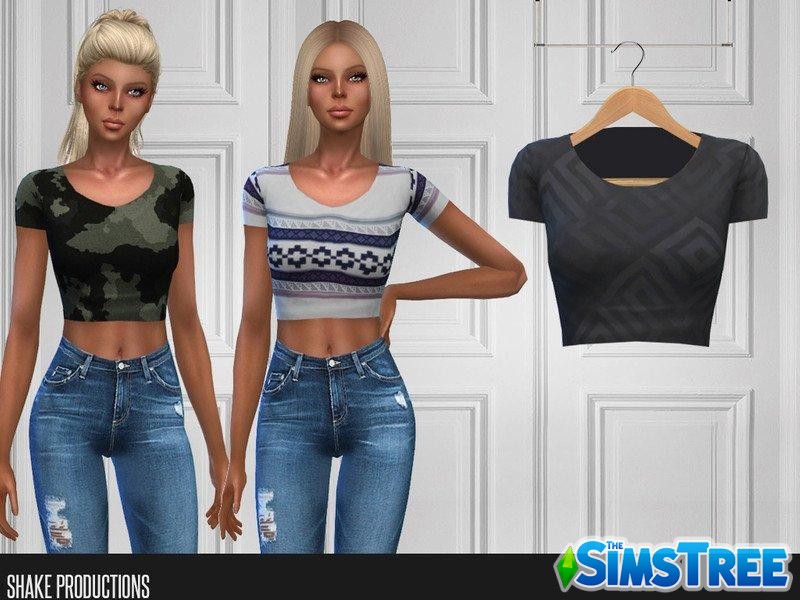Короткая футболка от ShakeProductions для Sims 4