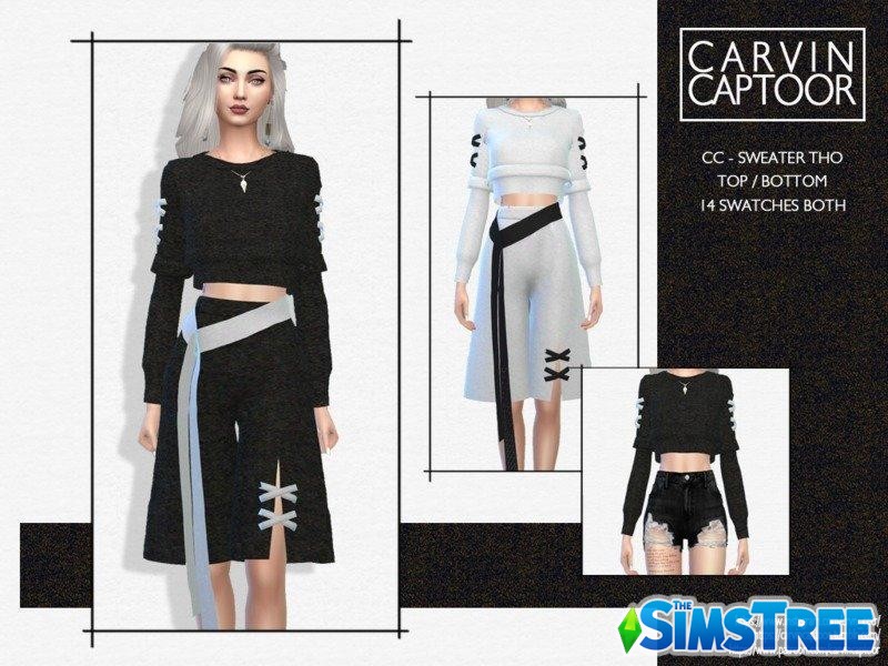 Короткий свитер от carvin captoor для Sims 4