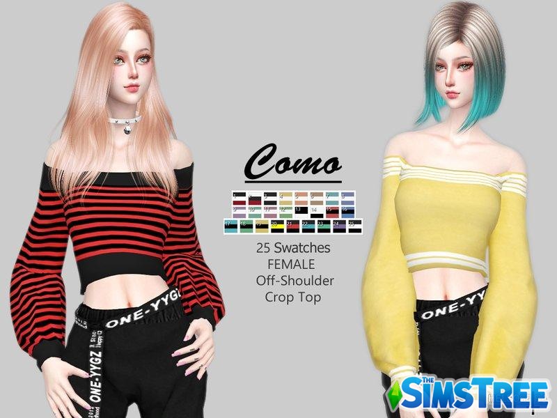 Короткий женский свитер от Helsoseira для Sims 4