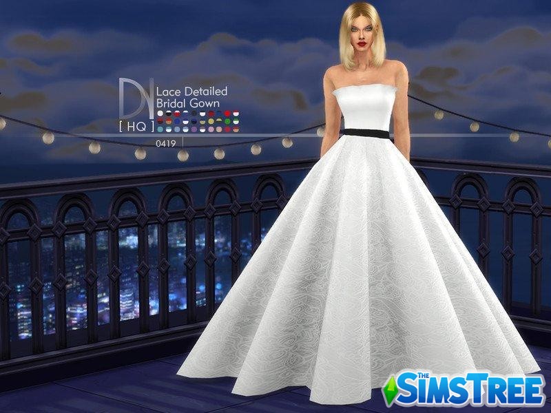 Кружевное свадебное платье от DarkNighTt для Sims 4
