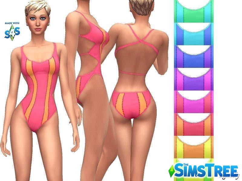 Купальник с вертикальными полосками от dgandy для Sims 4