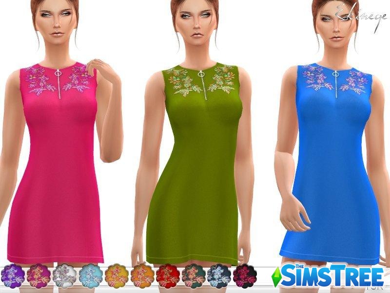 Летнее платье с вышивкой от ekinege для Sims 4