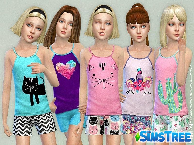 Летние майки для девочек от lillka для Sims 4