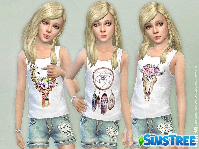 Майки для девочек в стиле Бохо от lillka для Sims 4