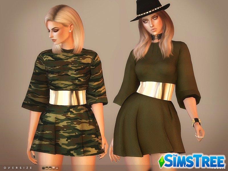 Мини-платье в камуфляжных текстурах от toksik для Sims 4