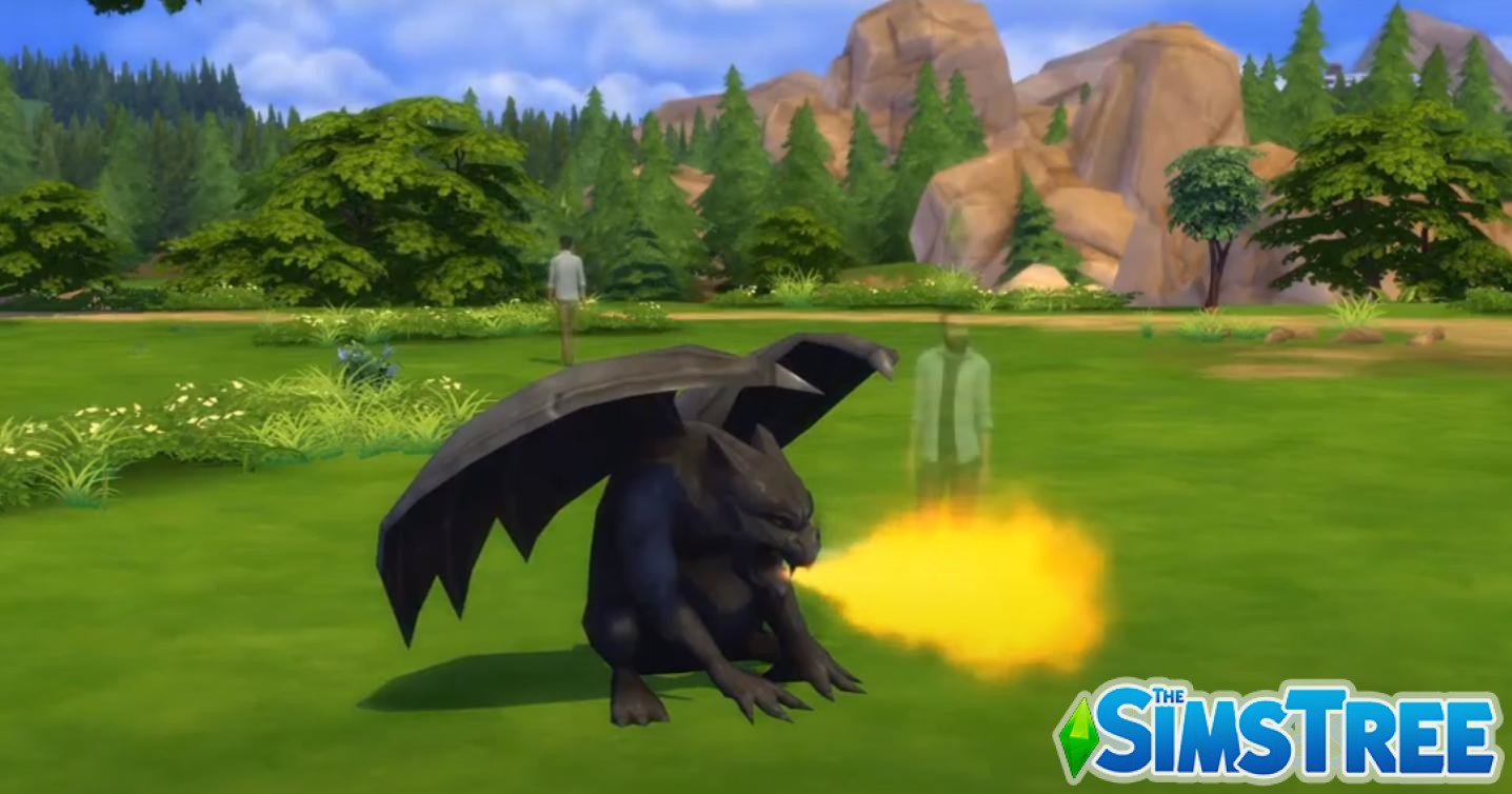 Мод «Необычная статуя огнедышащей горгульи» от Bakie для Sims 4