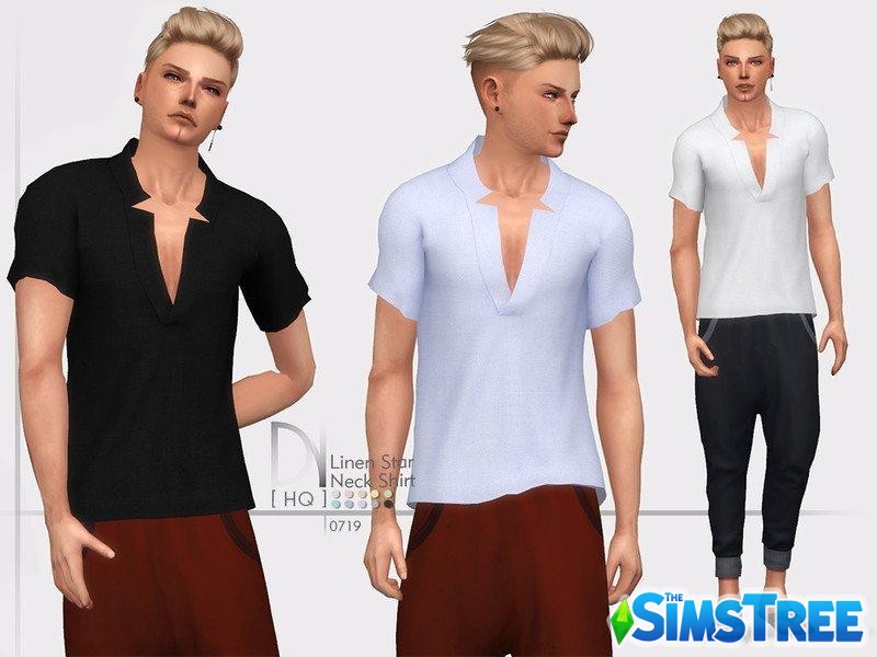 Мужская футболка с глубокой горловиной от DarkNighTt для Sims 4