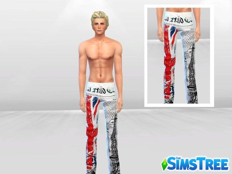 Мужские белые джинсы от McLayneSims для Sims 4