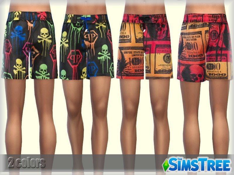 Мужские пляжные шорты с черепками от bukovka для Sims 4