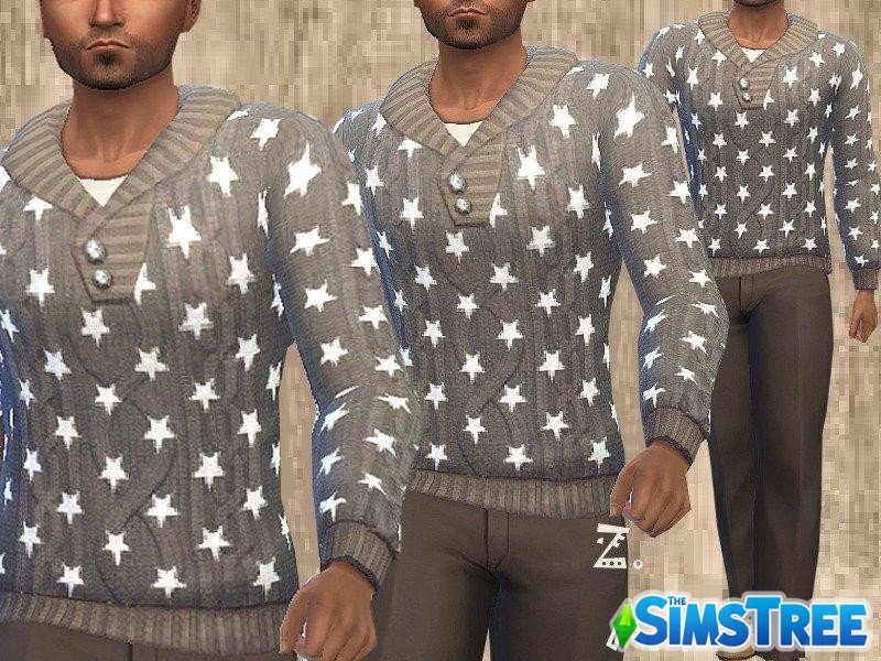 Мужской свитер со звездочками от Zuckerschnute20 для Sims 4