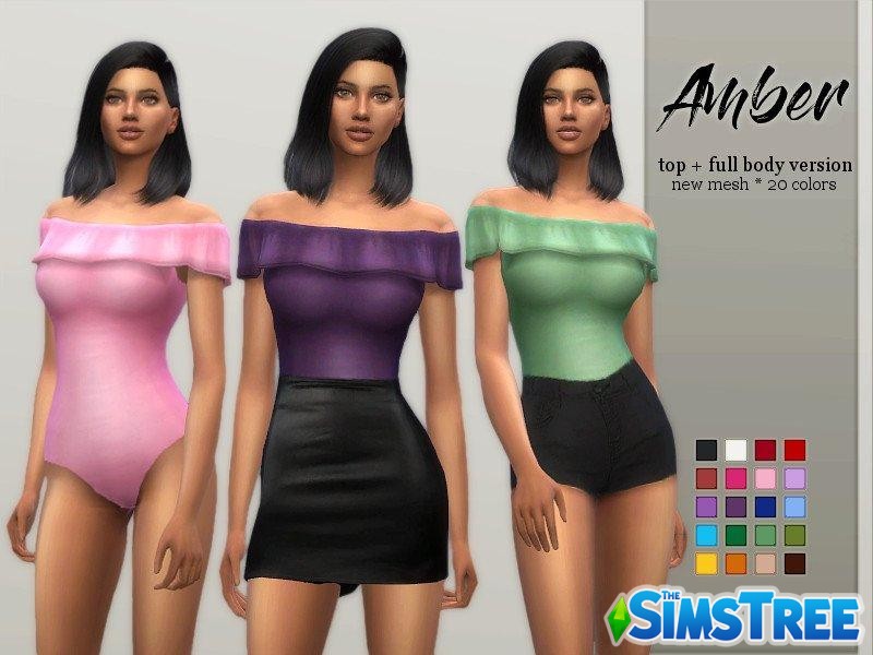 Набор боди и топ “Amber” от Sifix для Sims 4