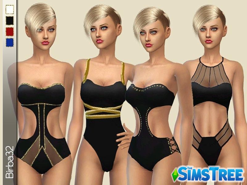 Набор слитных купальников от Birba32 для Sims 4
