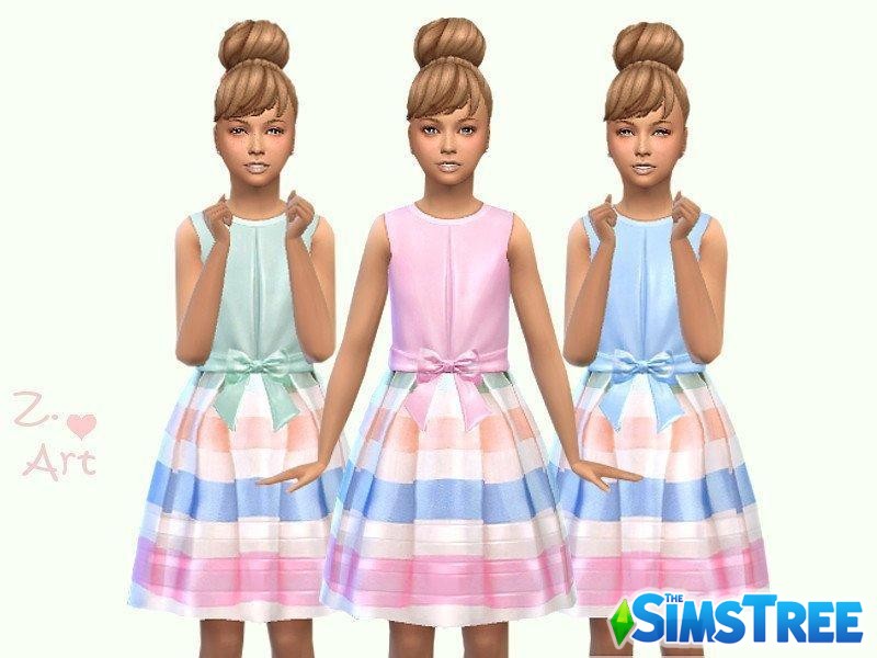 Нарядное платье в полоску от Zuckerschnute20 для Sims 4