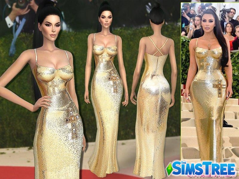 Платье Ким Кардашьян для Met Gala 2018 от sims2fanbg для Sims 4