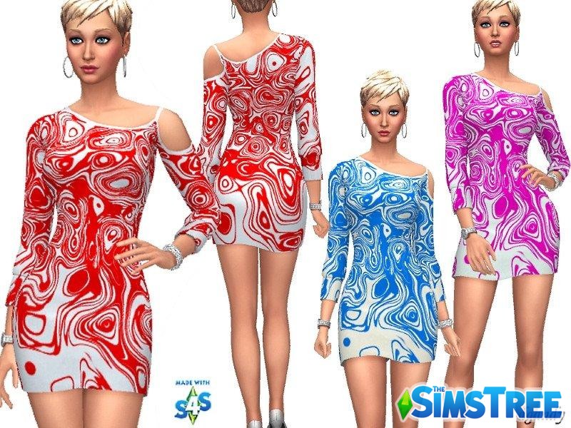 Платье на одно плечо от dgandy для Sims 4