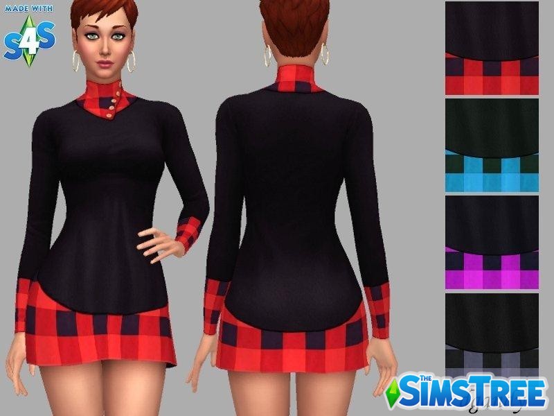 Платье с клетчатыми вставками от dgandy для Sims 4