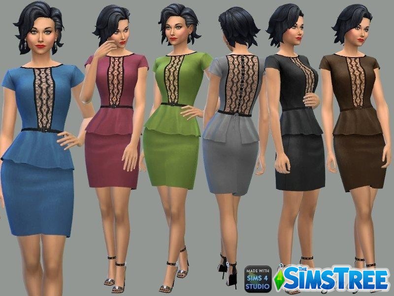 Платье с кружевными вставками от dgandy для Sims 4