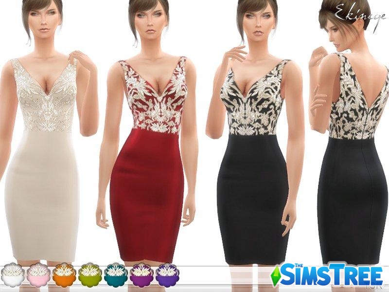 Расшитое вечернее платье от ekinege для Sims 4