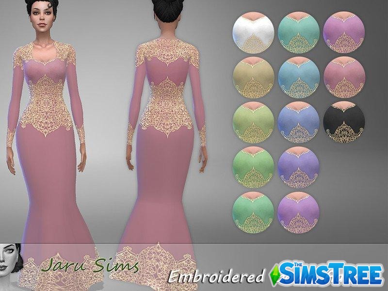 Вечернее платье с кружевом Aalia от Jaru Sims для Sims 4