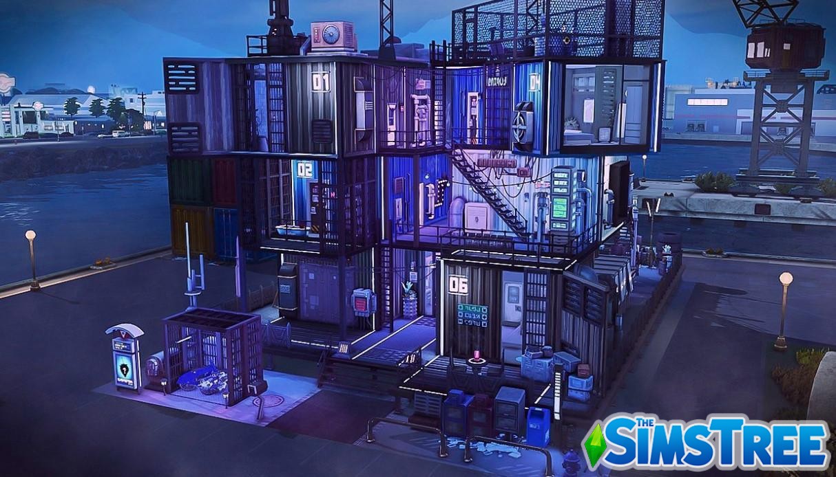 Жилой дом Cyberpunk Container от yukihyo6121 для Sims 4