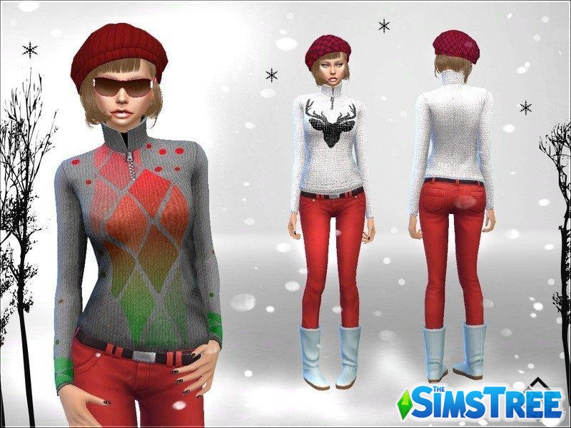 Зимний женский свитер от Devirose для Sims 4